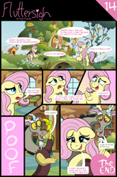 Size: 2318x3503 | Tagged: safe, artist:doodledonutart, discord, fluttershy, draconequus, pegasus, pony, comic:fluttersigh, g4, bananaphone, comic, female, frown, high res, male, mare, open mouth, open smile, ship:discoshy, shipping, smiling, straight, talking