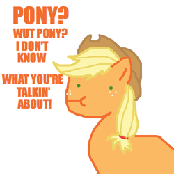 Size: 500x500 | Tagged: safe, artist:askpinkiepieandfriends, applejack, earth pony, pony, g4, :t, ask, bust, dot eyes, female, mare, simple background, solo, tumblr, white background