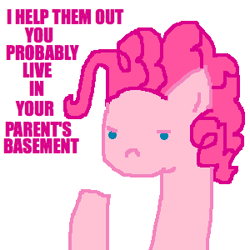 Size: 300x300 | Tagged: safe, artist:askpinkiepieandfriends, pinkie pie, earth pony, pony, g4, annoyed, ask, female, mare, simple background, solo, tumblr, white background