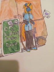 Size: 3120x4160 | Tagged: safe, artist:mental, oc, oc only, oc:mental shock, anthro, fallout equestria, alternate universe, breasts, clothes, gun, jumpsuit, leg warmers, rifle, solo, traditional art, train car, weapon