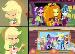 Size: 1815x1320 | Tagged: safe, adagio dazzle, applejack, aria blaze, fluttershy, pinkie pie, rainbow dash, rarity, sci-twi, sonata dusk, sunset shimmer, twilight sparkle, equestria girls, equestria girls specials, g4, my little pony equestria girls: better together, my little pony equestria girls: holidays unwrapped, my little pony equestria girls: sunset's backstage pass, road trippin, the cider louse fools, hotline bling, humane five, humane seven, humane six, meme, the dazzlings