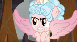 Size: 2500x1363 | Tagged: safe, screencap, cozy glow, alicorn, pony, g4, season 9, the ending of the end, alicornified, cozycorn, female, filly, flying, frown, gritted teeth, race swap, solo, spread wings, wings