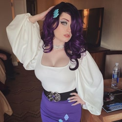 Size: 1080x1080 | Tagged: safe, rarity, human, equestria girls, g4, clothes, cosplay, costume, female, hair over one eye, hand on hip, irl, irl human, photo