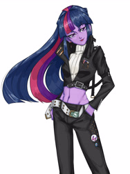 Size: 3543x4724 | Tagged: safe, artist:田园锄串子, twilight sparkle, human, g4, belly button, female, humanized, midriff, simple background, solo, white background