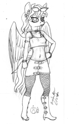 Size: 767x1200 | Tagged: safe, artist:sepiakeys, rainbow dash, anthro, g4, boots, clothes, fishnet stockings, miniskirt, monochrome, rainbow dash always dresses in style, shoes, sketch, skirt, solo, sunglasses