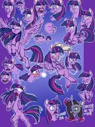 Size: 1800x2400 | Tagged: safe, artist:thescornfulreptilian, oleander (tfh), twilight sparkle, alicorn, classical unicorn, pony, unicorn, them's fightin' herds, g4, bipedal, cloven hooves, community related, duo, duo female, eye clipping through hair, eyebrows, eyebrows visible through hair, faic, female, frown, glowing, glowing eyes, grin, high res, horn, leonine tail, mare, multeity, open mouth, open smile, smiling, squatpony, tara strong, twiggie, twilight sparkle (alicorn), unicorn twilight, unshorn fetlocks, voice actor joke