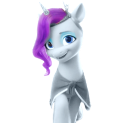 Size: 2580x2580 | Tagged: safe, artist:vernorexia, edit, edited screencap, screencap, pipp petals, rarity, pony, unicorn, g4, g5, my little pony: a new generation, spoiler:my little pony: a new generation, cloak, clothes, eyeshadow, female, g4 to g5, headband, high res, makeup, mare, open mouth, recolor, simple background, smiling, solo, transparent background