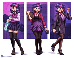 Size: 2523x2000 | Tagged: safe, artist:king-kakapo, twilight sparkle, human, adorasexy, breasts, businessmare, busty twilight sparkle, cleavage, clothes, cute, cutie mark accessory, cutie mark necklace, dress, ear piercing, female, high heels, high res, humanized, jacket, jewelry, knees pressed together, legs, miniskirt, necklace, pantyhose, pencil skirt, piercing, plaid skirt, pleated skirt, pose, purse, schoolgirl, sexy, shoes, skirt, skirt suit, socks, solo, stupid sexy twilight, suit, sweater vest, thigh highs, thighs, twiabetes, zettai ryouiki