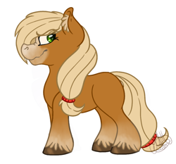 Size: 900x840 | Tagged: safe, artist:milledpurple, earth pony, pony, applejack (g5 concept leak), ear fluff, female, g5 concept leaks, mare, simple background, smiling, solo, unshorn fetlocks, white background