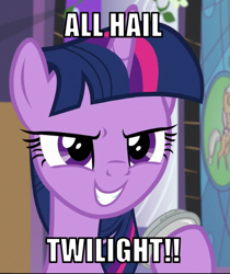 Size: 505x600 | Tagged: safe, edit, edited screencap, editor:twi clown, screencap, twilight sparkle, alicorn, pony, g4, season 9, the summer sun setback, >:d, adorabolical, adoraevil, caption, cropped, cute, evil smile, female, grin, image macro, mare, smiling, solo, text, twilight sparkle (alicorn), tyrant sparkle