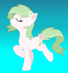 Size: 371x398 | Tagged: safe, artist:mana minori, oc, pony, flower, gradient background, green, lily (flower), pink, solo, whitelace