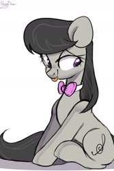 Size: 1200x1800 | Tagged: safe, artist:shiny-dust, octavia melody, earth pony, pony, g4, :p, female, mare, simple background, sitting, solo, tongue out, white background