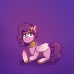 Size: 1920x1920 | Tagged: safe, artist:splatturp, pipp petals, pegasus, pony, sphinx, g5, my little pony: a new generation, adorapipp, clothes, costume, cute, female, halloween, halloween costume, headband, holiday, looking at you, mare, neck rings, smiling, smiling at you, solo