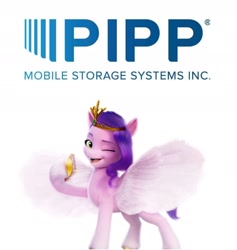 Size: 1496x1580 | Tagged: safe, edit, edited screencap, screencap, pipp petals, pegasus, pony, g5, my little pony: a new generation, cellphone, female, logo, mare, namesake, phone, pun, visual pun