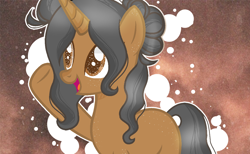 Size: 1166x718 | Tagged: safe, artist:dashyowo, oc, oc only, pony, unicorn, abstract background, base used, brown eyes, female, gray mane, gray tail, horn, mare, open mouth, open smile, outline, smiling, solo, tail, underhoof, unicorn oc, white outline