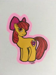 Size: 3024x4032 | Tagged: safe, artist:foxylover2431, apple bloom, earth pony, pony, g4, female, filly, inktober 2021, solo, traditional art