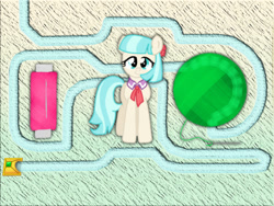 Size: 800x600 | Tagged: safe, artist:thread8, coco pommel, earth pony, pony, g4, knitting needles, looking at you, luxor 2, solo