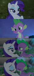 Size: 907x2047 | Tagged: safe, artist:georgegarza01, rarity, spike, dragon, pony, unicorn, g4, bedroom eyes, blushing, can you feel the love tonight, elton john, eyes closed, female, looking at each other, love, male, mare, movie reference, nuzzling, reference, rubbing nose, ship:sparity, shipping, show accurate, smiling, smiling at each other, straight, the lion king, winged spike, wings