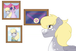Size: 1280x854 | Tagged: safe, artist:itstechtock, derpy hooves, twilight sparkle, alicorn, pony, g4, simple background, twilight sparkle (alicorn), white background