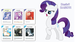 Size: 1164x652 | Tagged: safe, alternate version, rarity, g4, angry, card, lama, meme, offended, simple background, unstable unicorns