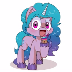 Size: 3999x4000 | Tagged: safe, anonymous artist, izzy moonbow, pony, unicorn, fanfic:cupcakes, g5, my little pony: a new generation, backwards cutie mark, colored hooves, colored horn, creepypasta, cupcake, eyebrows, eyebrows visible through hair, female, food, gradient hair, gradient mane, gradient tail, heart, heart eyes, here we go again, history repeats itself, horn, horse meat, implied murder, implied zipp storm, izzymena moonbow, looking at you, mare, meat, multicolored hair, multicolored mane, multicolored tail, oh no it's begun, open mouth, open smile, simple background, smiling, smiling at you, solo, tail, unshorn fetlocks, white background, wingding eyes