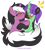 Size: 906x1000 | Tagged: safe, artist:jennieoo, oc, oc:charming dazz, oc:crescent star, crystal pony, pony, skunk, skunk pony, unicorn, blushing, emanata, eyes closed, fluffy, fluffy tail, glasses, kiss on the lips, kissing, paws, red eyes, show accurate, simple background, skunkified, species swap, surprise kiss, surprised, tail, tail wrap, transformation, transparent background, vector