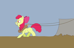 Size: 2318x1500 | Tagged: safe, artist:paleheart-arts, apple bloom, earth pony, pony, g4, female, filly, horse collar, solo, working
