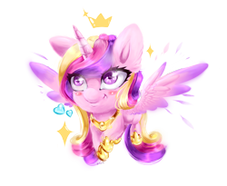 Size: 3300x2700 | Tagged: safe, artist:hemastral, princess cadance, alicorn, pony, g4, blushing, chibi, crown, cute, cutedance, ear fluff, female, heart, high res, jewelry, mare, regalia, simple background, solo, transparent background