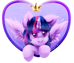 Size: 1513x1288 | Tagged: safe, artist:hemastral, twilight sparkle, alicorn, pony, g4, blushing, bust, colored pupils, crown, cute, ear fluff, heart, jewelry, leg fluff, one ear down, portrait, regalia, simple background, solo, starry eyes, transparent background, twiabetes, twilight sparkle (alicorn), wingding eyes