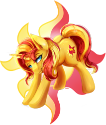 Size: 4000x4700 | Tagged: safe, artist:hemastral, sunset shimmer, pony, unicorn, g4, absurd resolution, colored pupils, cutie mark background, female, mare, simple background, solo, transparent background