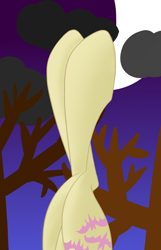 Size: 1396x2166 | Tagged: source needed, safe, artist:cycrus, fluttershy, bat pony, pony, g4, bat ponified, female, flutterbat, legs, legs in air, mare, moon, night, pictures of legs, race swap, solo, tree