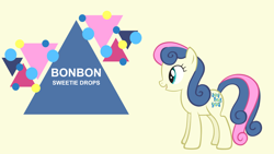 Size: 4400x2475 | Tagged: safe, artist:durpy, edit, editor:quoterific, vector edit, bon bon, sweetie drops, earth pony, pony, g4, board, high res, simple background, solo, text, vector, wallpaper