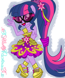Size: 1024x1229 | Tagged: safe, artist:xxfluffypachirisuxx, sci-twi, twilight sparkle, equestria girls, equestria girls specials, g4, my little pony equestria girls: dance magic, clothes, dance magic (song), dress, ponied up, simple background, solo, sunglasses, super ponied up, transparent background