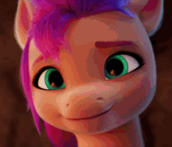 Size: 937x802 | Tagged: safe, screencap, sunny starscout, earth pony, pony, g5, my little pony: a new generation, spoiler:my little pony: a new generation, 3d, animated, close-up, cropped, cute, female, gif, mare, solo, sunnybetes