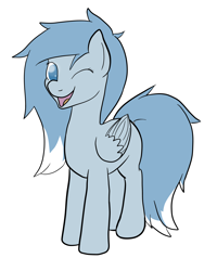 Size: 4000x5000 | Tagged: safe, artist:zombietator, oc, oc only, pegasus, pony, one eye closed, open mouth, pegasus oc, simple background, smiling, solo, white background, wings, wink