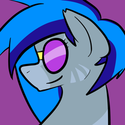 Size: 3000x3000 | Tagged: safe, artist:zombietator, oc, oc only, earth pony, pony, bust, earth pony oc, eyelashes, female, high res, mare, purple background, simple background, smiling, solo, sunglasses