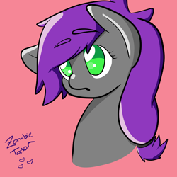 Size: 5000x5000 | Tagged: safe, artist:zombietator, oc, oc only, earth pony, pony, bust, earth pony oc, eyelashes, pink background, signature, simple background, smiling, solo