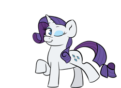 Size: 1100x800 | Tagged: safe, artist:tranzmuteproductions, rarity, pony, unicorn, g4, eyelashes, female, horn, mare, one eye closed, raised hoof, solo, wink