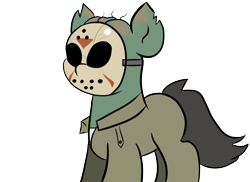 Size: 1100x800 | Tagged: safe, artist:tranzmuteproductions, earth pony, pony, clothes, jason voorhees, male, mask, ponified, simple background, solo, stallion, transparent background