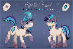 Size: 2000x1348 | Tagged: safe, artist:scheadar, oc, oc only, oc:kindle comet, pony, unicorn, reference sheet, solo