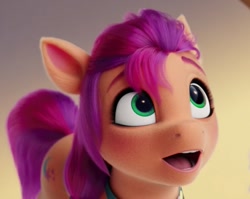 Size: 1151x918 | Tagged: safe, screencap, sunny starscout, earth pony, pony, g5, my little pony: a new generation, spoiler:my little pony: a new generation, 3d, cropped, female, looking up, mare, open mouth, solo