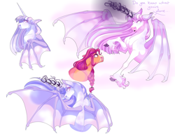 Size: 5500x4200 | Tagged: safe, artist:uunicornicc, sunny starscout, twilight sparkle, alicorn, earth pony, pony, g5, my little pony: a new generation, the last problem, spoiler:my little pony: a new generation, alternate design, alternate universe, bat wings, corrupted, corrupted twilight sparkle, dark magic, evil twilight, fallen hero, immortality blues, long mane, magic, older, older twilight, older twilight sparkle (alicorn), princess twilight 2.0, simple background, story included, sunny and her heroine, that magic was not yours to give, twilight sparkle (alicorn), white background, wings