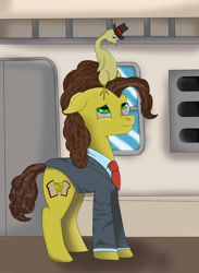 Size: 1280x1744 | Tagged: safe, artist:t-bon3thepony, boneless, cheese sandwich, earth pony, pony, g4, clothes, male, solo, suit