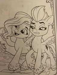 Size: 1536x2048 | Tagged: safe, pipp petals, zipp storm, pegasus, pony, g5, coloring book, coloring page, female, mare, monochrome, royal sisters (g5), siblings, sisters