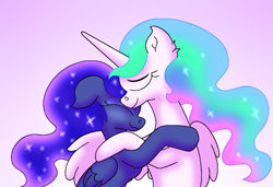 Size: 4385x3000 | Tagged: safe, artist:iceflower99, princess celestia, princess luna, alicorn, pony, g4, celestia and luna, female, hug, sibling love, siblings, sisterly love, sisters