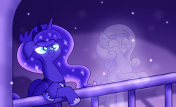 Size: 5750x3500 | Tagged: safe, artist:iceflower99, princess luna, oc, oc:snowdrop, alicorn, pony, g4, bittersweet, night