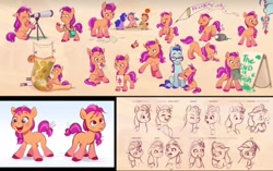 Size: 821x514 | Tagged: safe, artist:imalou, argyle starshine, sunny starscout, earth pony, pony, g5, my little pony: a new generation, concept art, cute, expressions, female, filly, filly sunny starscout, male, map, paint, stallion, sunnybetes, telescope, the end is neigh, unshorn fetlocks