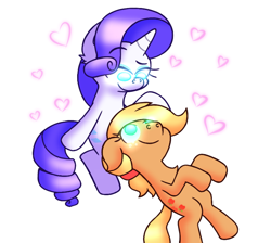 Size: 3120x2800 | Tagged: safe, artist:iceflower99, applejack, rarity, earth pony, pony, unicorn, g4, female, heart, high res, lesbian, ship:rarijack, shipping