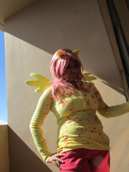 Size: 2121x2828 | Tagged: safe, artist:everydayery5, fluttershy, human, .mov, shed.mov, g4, blood, blood stains, clothes, cosplay, costume, fluttershed, high res, irl, photo, solo