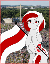 Size: 7000x9000 | Tagged: safe, artist:takahashikimiko, oc, earth pony, pony, belarus, bipedal, female, flag, holding, holding a flag, irl, nation ponies, photo, ponified, protest